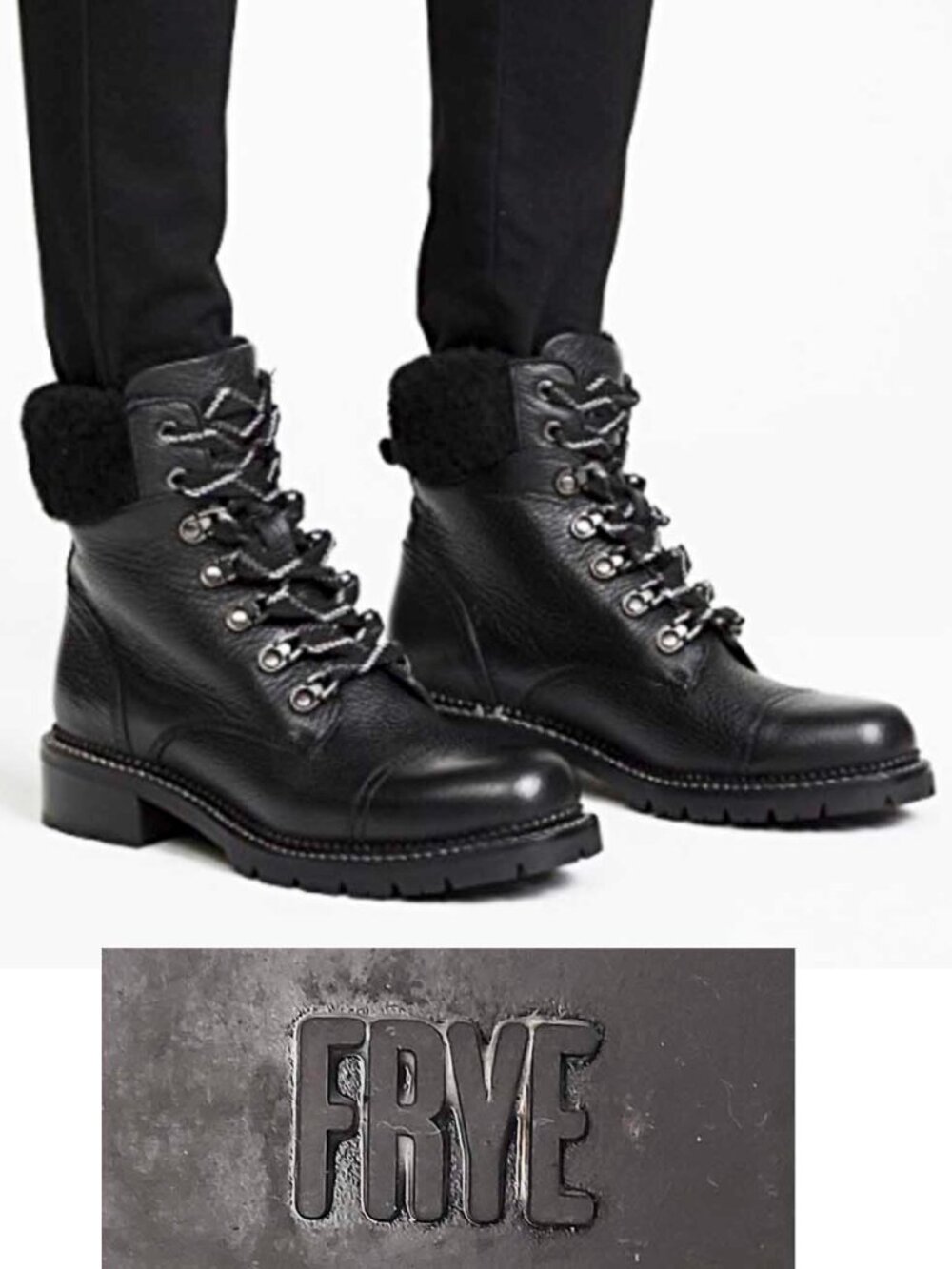 Frye Womens Black Leather Samantha Hiker Boots Shoes 8.5 B